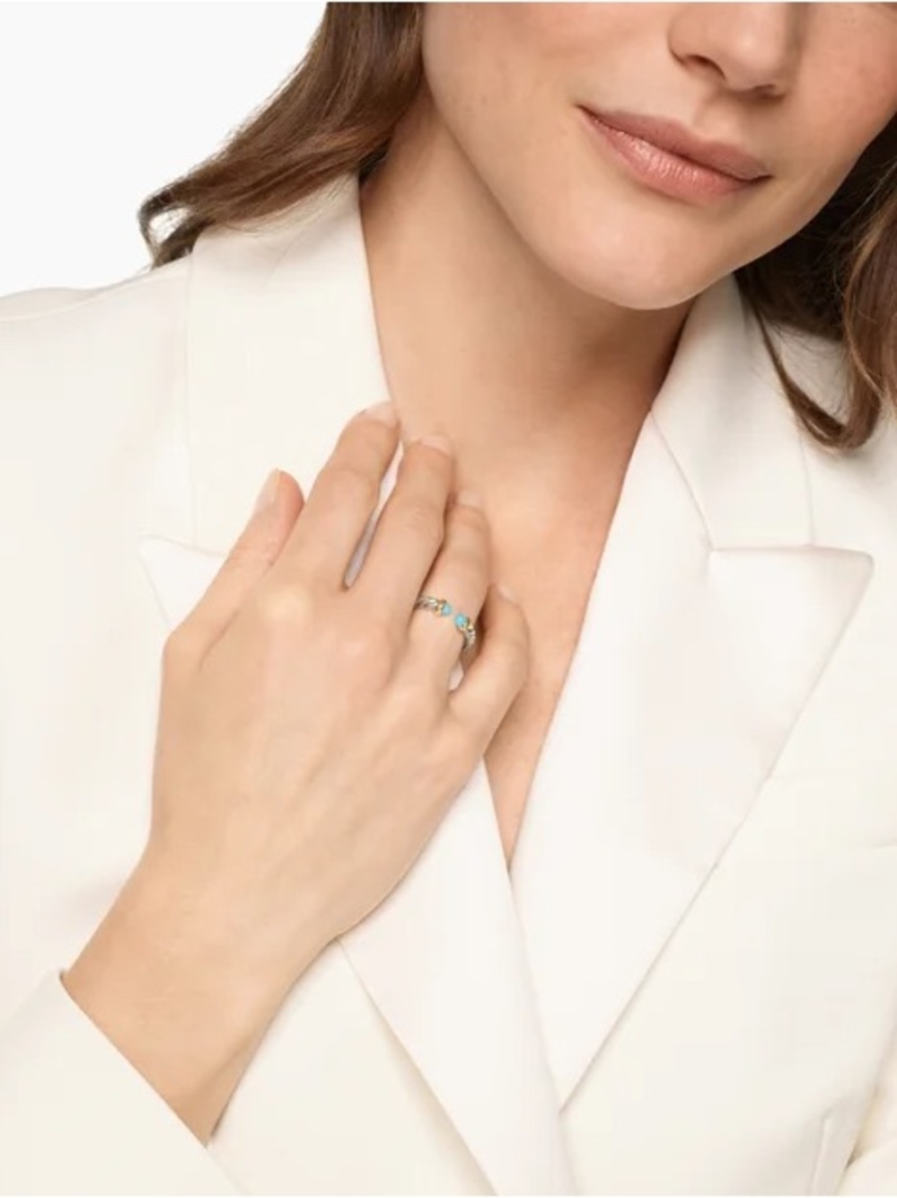 David Yurman Petite Cable Ring Turquoise Size 8 - Picture 2 of 7